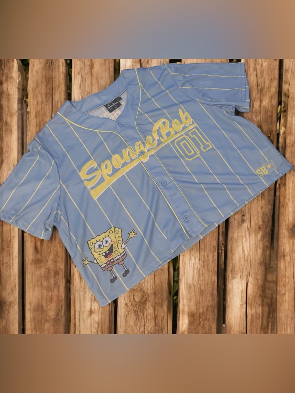 Nickelodeon SpongeBob Light Blue & Yellow Button-Front Jersey Top XXL